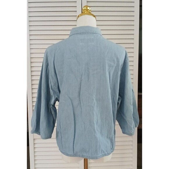 Classic Blues by Wrangler 100% Cotton Top Women's Large Blue Denim Zip Up - Picture 2 of 14